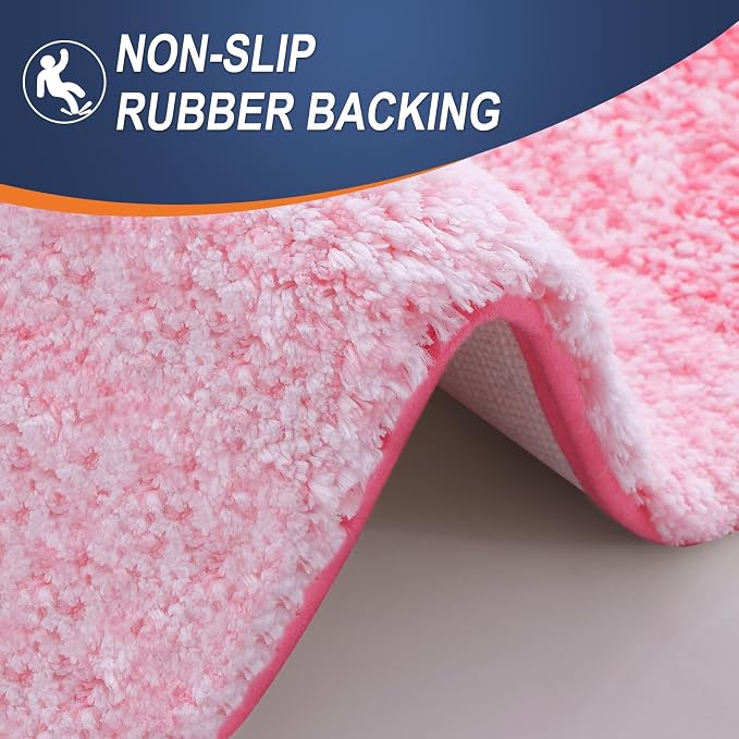 OLANLY Bathroom Runner Rugs Mat 47x17, Extra Soft Absorbent Microfiber Bath Rugs, Rubber Backing, Quick Dry, Washable Long Bath Mats for Bathroom Floor, Tub and Shower, Home Decor Accessories, Pink