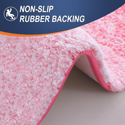 OLANLY Large Bathroom Rugs Mat 50x30, Extra Soft Absorbent Microfiber Bath Rugs, Rubber Backing, Quick Dry, Machine Washable Bath Mats for Bathroom Floor, Tub and Shower, Home Decor Accessories, Pink