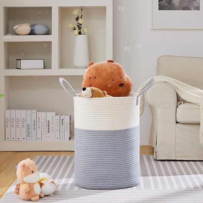 VIPOSCO Large Laundry Hamper, Tall Woven Rope Storage Basket