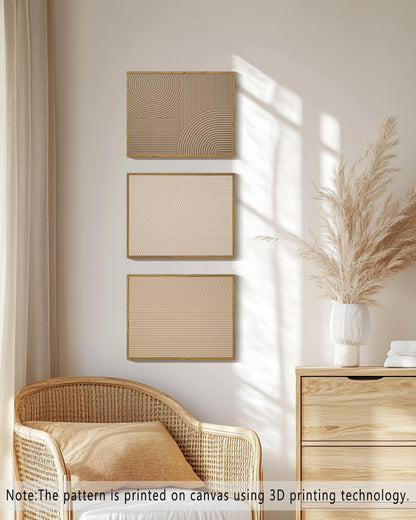 PHOPAGO Minimalist Abstract Framed Wall Art Modern Boho Neutral Line Wall Decor Geometric Artwork Kitchen Dining Room 11x14in Natural Framed