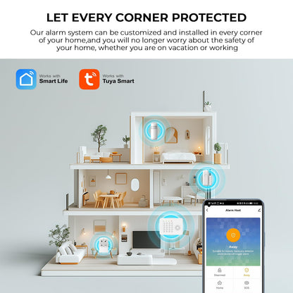 2026 WiFi+GSM/4G Home Security System with Instant Smart Life or Tuya App Real-Time Alert,Door & Window Alarms for Home for Apartment,Kids Safety,Office,NO Monthly Fees,SOS Button,Remote Control