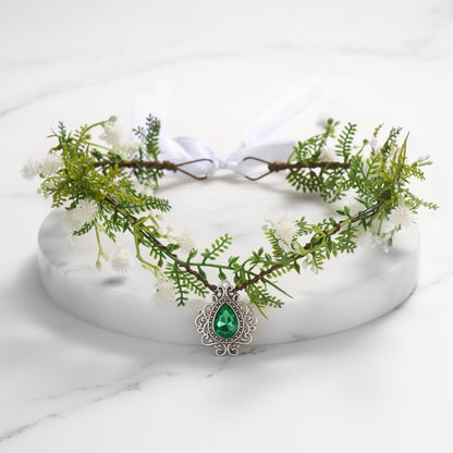 SWEETV Handmade Fairy Flower Crown Elf Floral Headpiece Forest Headband Elven Circlet Woodland tiara Costume Jewelry for Women Girls Wedding Cosplay Party Halloween