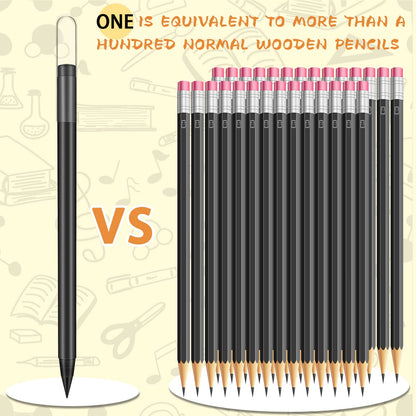Marsui 40 Pcs Everlasting Pencil for Student Forever Inkless Pencil Eternal with Eraser Aesthetic Reusable First Day of School Writing Drawing Home Office Back to School Student Supplies(Black, White)