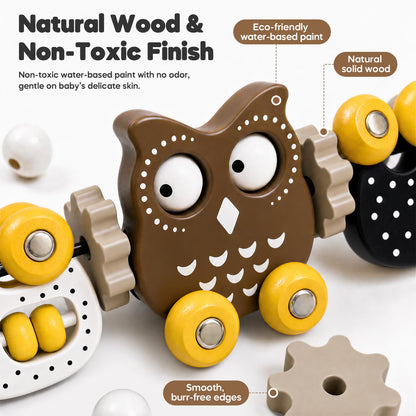 Mamatepe Baby Bouncer Toy Bar, Wooden, Brown & Yellow
