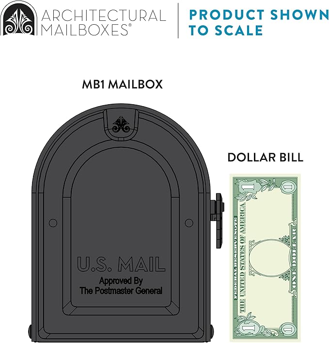 ARCHITECTURAL MAILBOXES 7600P-10 MB1 Mailbox, Medium, Pewter | Galvanized steel build for outside with rust-resistant powder-coat finish and a magnetic door closure. USPS approved.