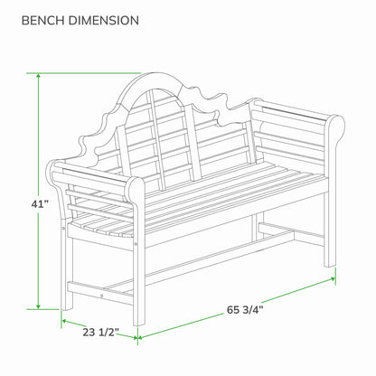 Cambridge Casual Lutyens Teak Wood Garden Bench 5-Foot, Outdoor Teak Bench, Wooden Outdoor Bench for Patio, Porch, Backyard, Lawn, Deck & Entryway