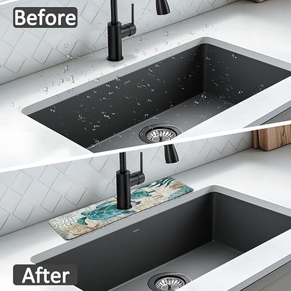 2PCS 15" X 5.5" Kitchen Sink Splash Guard Faucet Mat Sea Turtles Super