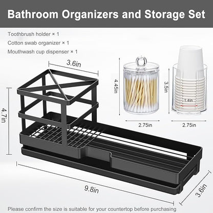 MYITYARD Toothbrush Holders for Bathrooms, Cotton Swabs & Cups Dispenser Set