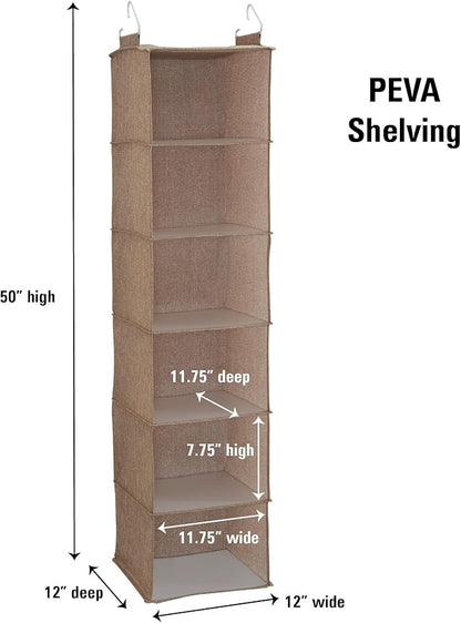 Household Essentials 6 Shelf Hanging Closet Organizer, Hanging Closet Shelf