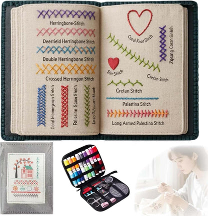 Cekomady 2026 Upgraded Embroidery Stitch Book Kit, 106 Patterns with Tools & Tutorials, 86 PCS Beginner Embroidery Kit, Portable All-in-One Hand Embroidery Book for Adults & DIY Craft Lovers (1Set)