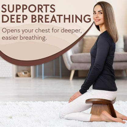 Vesoda Wood Meditation Ergonomic Kneeling Bench - 16.5" x 8.3" x 7.1" Yoga, Prayer, Meditation Bench - Meditation Stool Made of Strong and Durable Mango Wood - Indoor Outdoor Meditation Seat