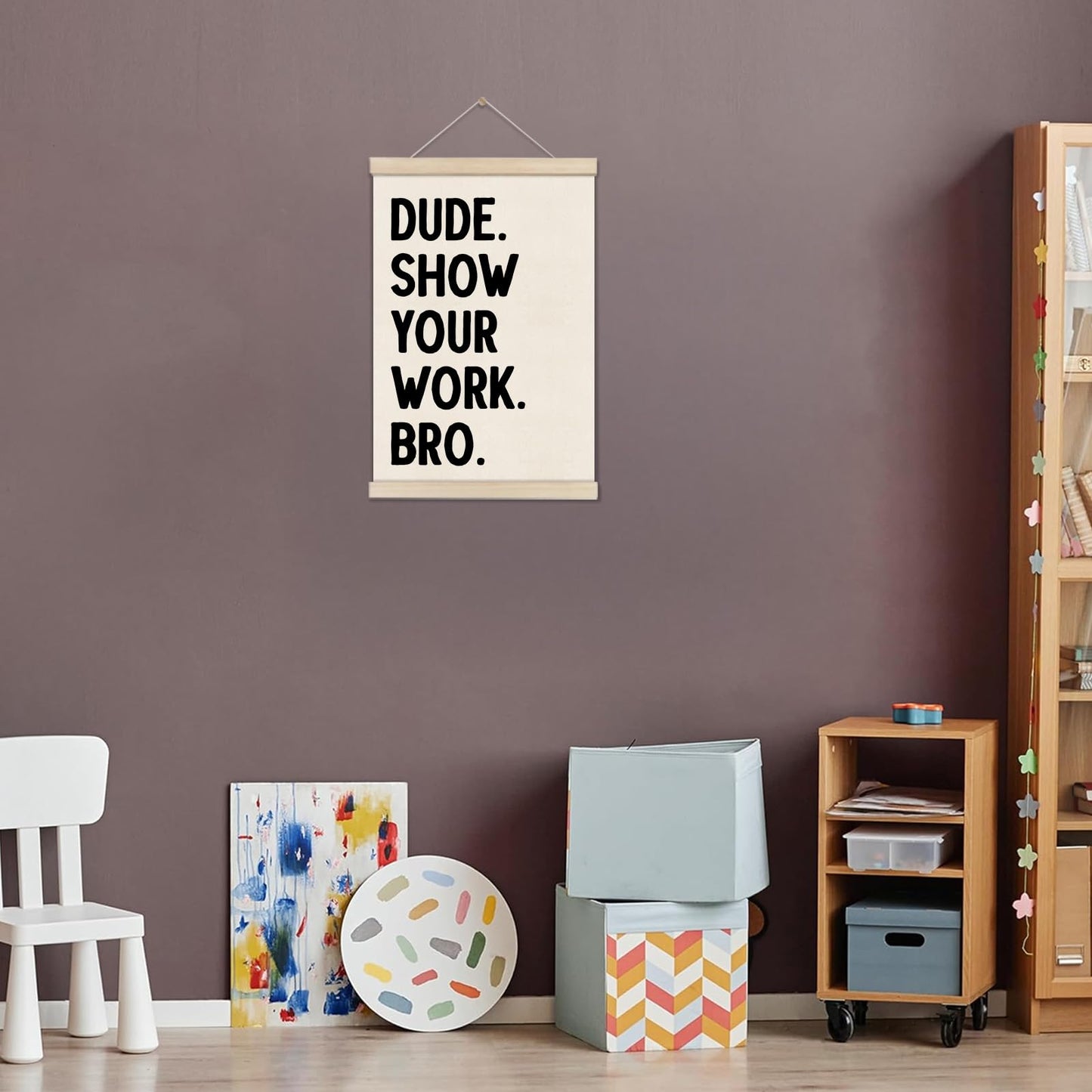DOI-LANEE Funny Classroom Posters Hanger Frame, Show Your Work Poster, Math Classroom Must Haves Wall Decor 16x12 Inch, High School Gifts for English Teachers Students