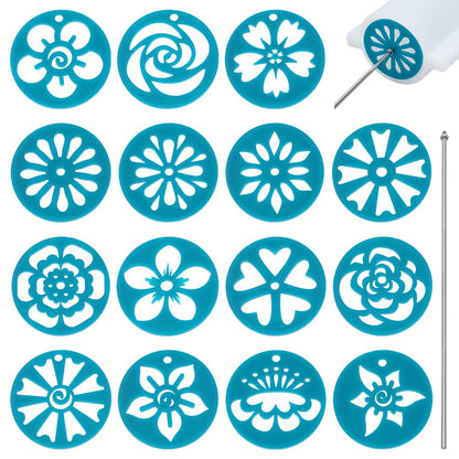 BENECREAT 15Pcs Set Acrylic Soap Mold Kaleidoscope Pull Through Mold Flower Shape Mold with Stainless Steel Stick for DIY Craft, Candle & Cake Decoration