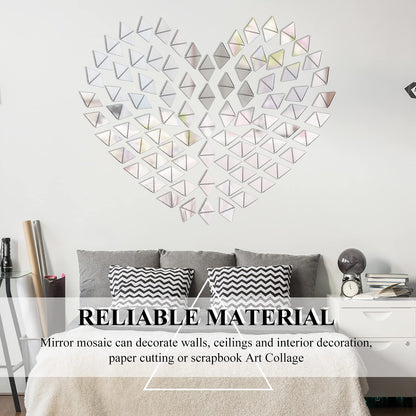 Jetec 300 Pieces Mirrors Tiles Triangular Small Mirrors Mosaic Tile DIY Glass for Art Wall Door Home Decorations