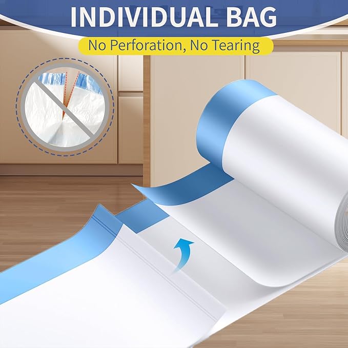 13 Gallon Trash Bags Drawstring 120 Count, 1.7 Mil Thick White Garbage Bags