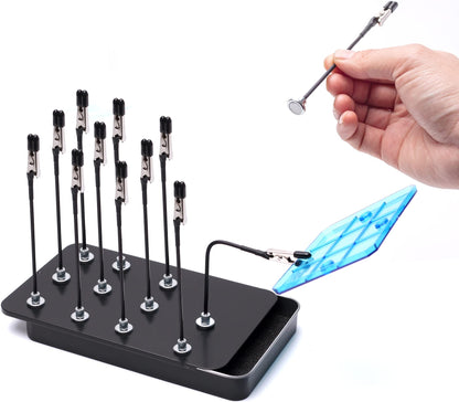 Maptipjoy Metal Painting Stand Base Holder and 12PCS Magnetic Bendable Alligator Clip Sticks Set Modeling Tools for Airbrush Spray, for Gundam Hobby Model Parts Assemble…
