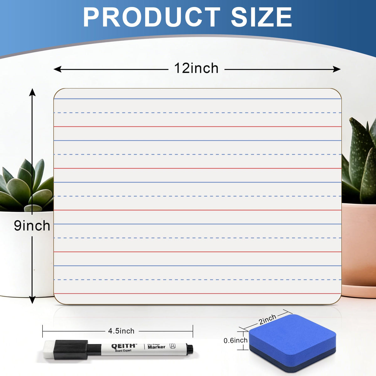 Dry Erase Boards, 30 Pack 9 x 12 Inch Mini Portable Practice White Boards with 30 Markers, 30 Erasers, Double Sided Personal Small Whiteboards with Lines for Kids, Students, Teachers Classroom School
