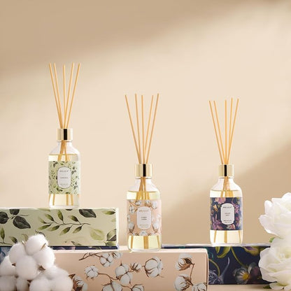 Airkeep Reed Diffuser Oil Set with Reed Sticks, Gardenia Aromatherapy Oil Scent Diffuser for Home Office Bathroom Decoration Perfume and Gifts 3.38 oz/100ml