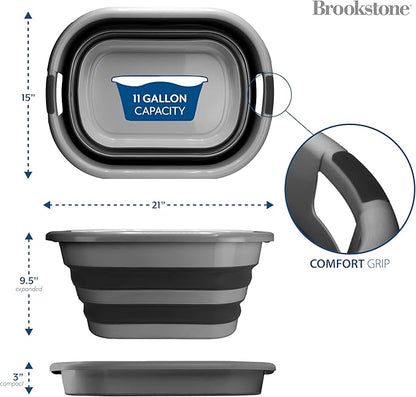 BROOKSTONE Collapsible Laundry Basket Set, Modern Medium Collapsible Basket Set