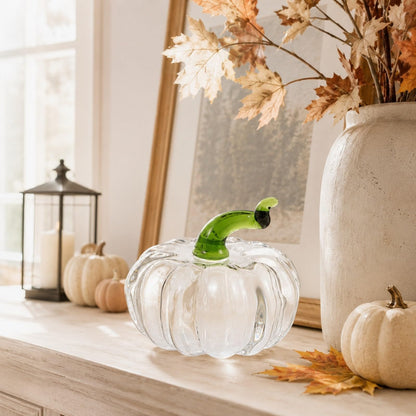LOGOFUN Crystal Pumpkin Figurine Transparent Fall Table Craft Decor