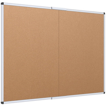 VIZ-PRO Cork Bulletin Board/Foldable Noticeboard, 36 X 24 Inches, Silver Aluminium Frame