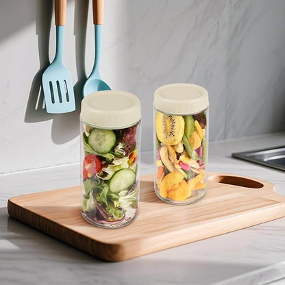 Overnight Oats Containers with Lids, 24oz Wide Mouth Mason Jars with Lids, 9 Pack Glass Jars with Airtight lid for Chia Pudding Yogurt Salad, Meal Prer Oatmeal Jars, Yellow