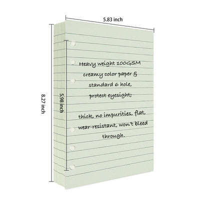 Metrubyone 90+54+14 A5 Refill Paper with Undated Monthly Weekly Calendar Planner Inserts, 6 Ring Loose Leaf Lined Filler Paper Refillable for Binder Planner Journal Agenda Notebook