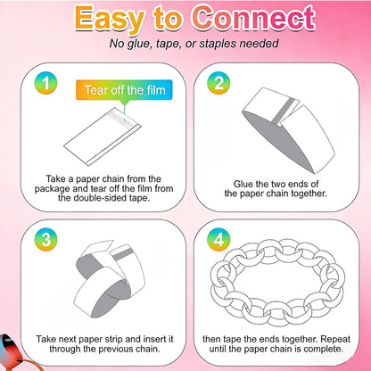 BOUBONI 600 Pieces Valentine's Day Paper Chains Paper Strips 1 x 7 Inch for Wedding Party Decorations DIY Crafts Favors (Pink & Red & White )