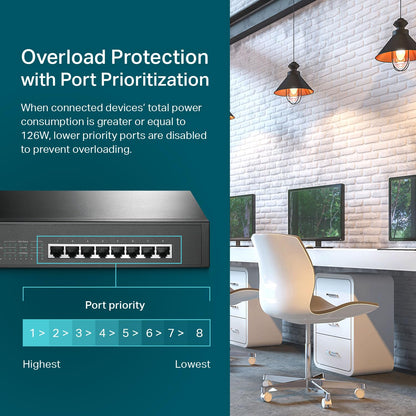 TP-Link TL-SG105MPE | Easy Smart Managed | 4 PoE+ Ports @120W, w/ 1 Uplink Gigabit Port | QoS, Vlan, IGMP & LAG | Fanless | PoE Auto Recovery | 3 Year Protection