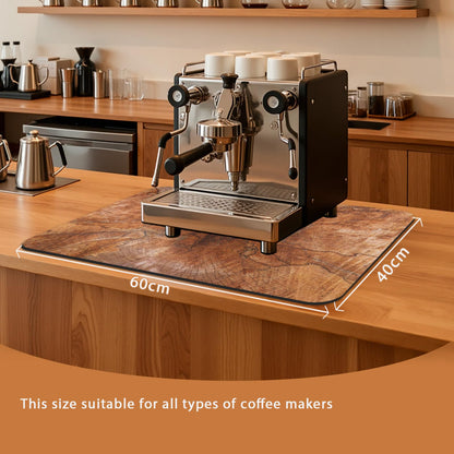 Coffee Mat 24x16 Inch, Wood Grain Coffee Placemat, Absorbent Hide Stain Rubber Backed Dish Drying Mat for Kitchen Counter, Bar Mats for Countertops, Under Coffee Bar Maker Machine Pot Espresso Staion
