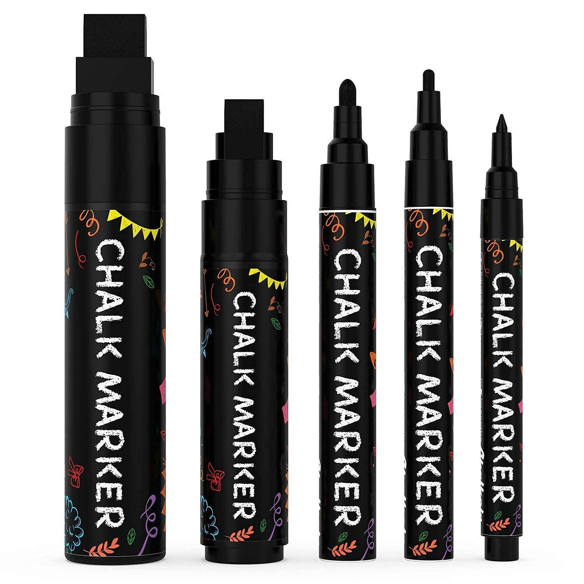 Chalkola 5 Black + 30 Patel, Neon 6mm + 10 Vintage 6mm Chalk Markers Bundle