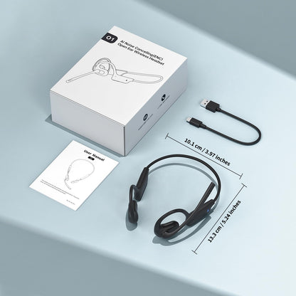 CXK Open Ear Headphones with Mic, 23g Lightweight, Bluetooth 5.4 Headset, Dual Noise Canceling Mic for Clear Calls & Mute Button, 12H Playtime Air Conduction Headphones for Call, Meeting, Driving