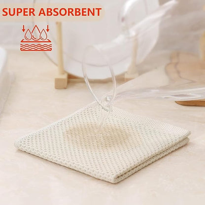 Kitinjoy 100% Cotton Kitchen Dish Cloths, 12 Pack Waffle Weave Ultra Soft