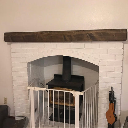 Fireplace Mantel, Rustic, Shelf, Floating Mantle, Real Wood, Beam, URBANDI (Dark Brown, 60Lx6Hx8D)
