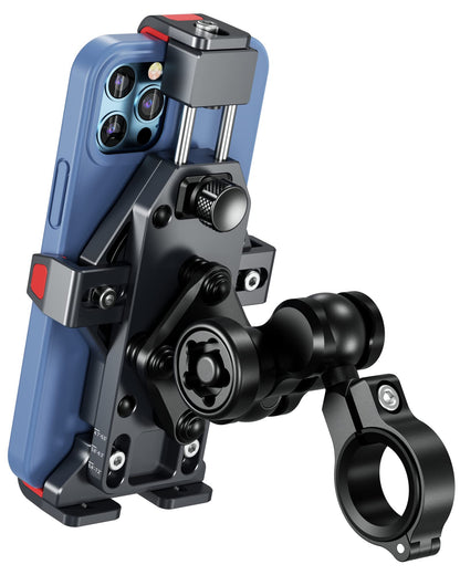 BRCOVAN Anti-Theft Aluminum Alloy Motorcycle Phone Mount with Vibration Dampener & High-Speed Secure Lock, Adjustable Bike Handlebar Cellphone Holder for Bicycle Scooter ATV, Fit 4.7-7.2'' Smartphone