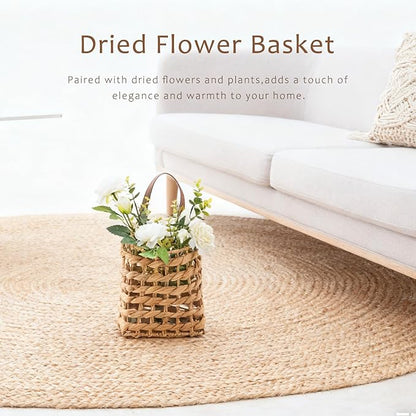 Wall Hanging Basket Decorative Boho Mounted Organizer Dried Flower Plants Front