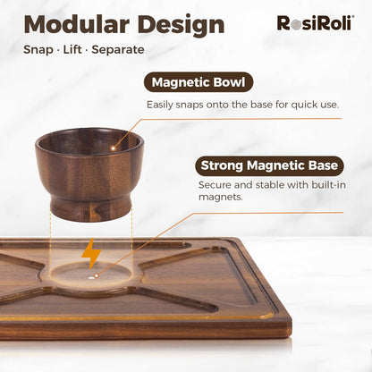 RosiRoli Acacia Wood Cake Stand with Lid, 2-in-1 Rectangular Charcuterie Board & Dessert Display with Shatterproof Acrylic Dome Cover, Serving Platter for Outdoor Entertaining, Wedding Receptions