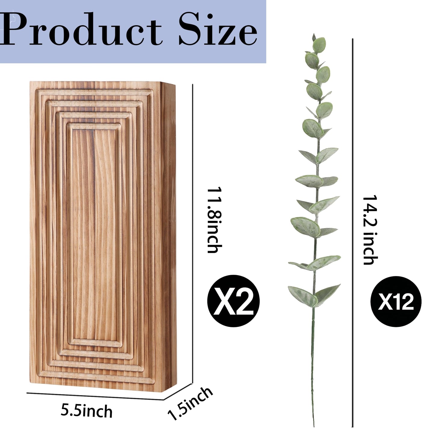 FancyPlus Wooden Wall Planter Vase, 2 Pack Brown Wood Hanging Vases with Fake Eucalyptus for Indoor Modern Boho Farmhouse Wall Art Decor for Home Indoor Kitchen Modern Farmhouse Bathroom
