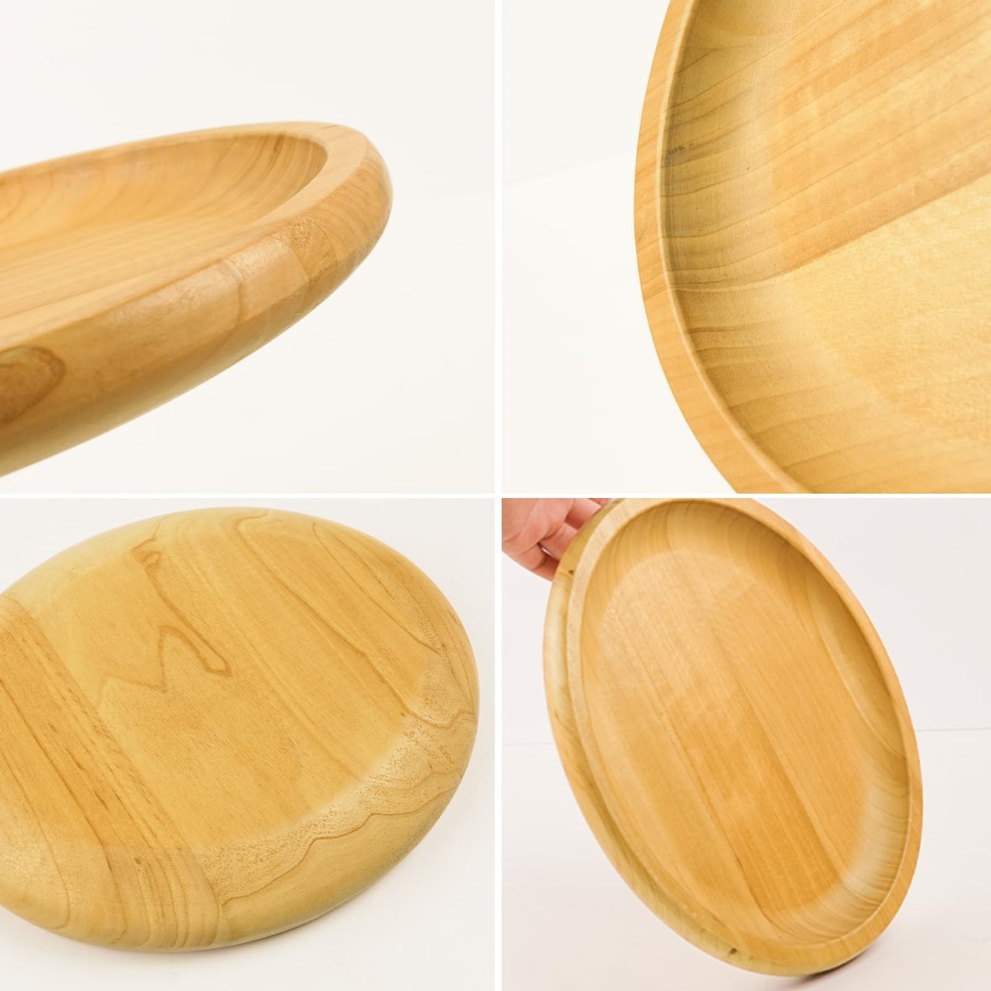 Wood Trays 3 Piece Set Decorative Wooden Serving Platters, Round Rustic Decor Trays for Coffee Tea Candle Food Dessert Snack Fruit Perfume Vanity, Oval