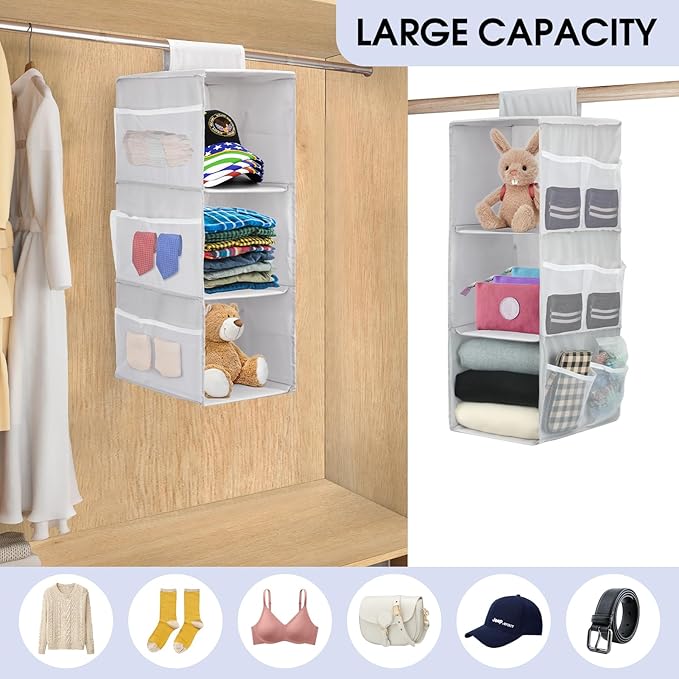 PetsHome 3-Shelf Hanging Closet Organizer, Space Saver, Closet Hanging Storage