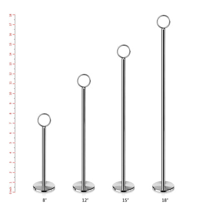 New Star Foodservice Ring-Clip Table Number Holder / Place Card Stand, 8 Inch, Silver, Set of 12
