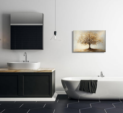 Tree of Life Gold Canvas Wall Art Modern Luxury Golden Big Tree Painting Picture Wall Decor Abstract Textured Plant Poster Print Artwork for Office Living Room dining room study Home Decoration