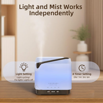 ASAKUKI 700 ml Premium Essential Oil Diffuser, 5 in 1 Ultrasonic Aromatherapy Fragrant Oil Vaporizer Humidifier, Timer and Auto-Off Safety Switch, 7 LED Light Colors