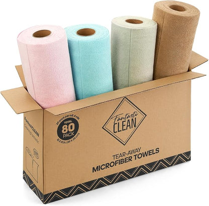 Fantasticlean Tear-Away Dish Cloth- 80 Sheets, 4 Rolls