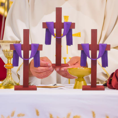 6 Pieces Wooden Cross Table Decoration Easter Wooden Cross Standing Tabletop Centerpieces Sign for Nativity Church Sunday School First Communion Baptism Decorations (Christian, 17 Inch)