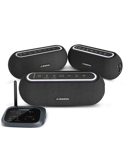 Avantree Harmony A2 – Wireless Auracast Speaker System for Whole-Home Background Audio, Expandable Setup, One-Button Control, Bluetooth/Optical/AUX Input, for Home, Stores & Small Venues