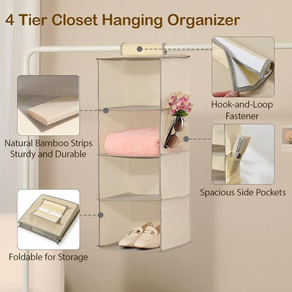 Hanging Closet Organizer 4 Tier Hanging Storage