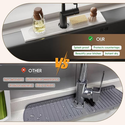 Faucet Mat for Kitchen Sink, Diatomite Quick Drying Tray, 20 Inch Kitchen Sink