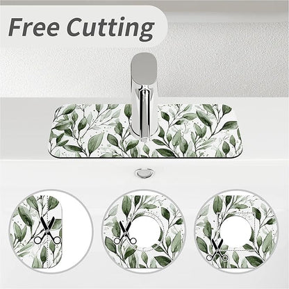 Kitchen Sink Splash Guard，Watercolor-sage foliage Faucet Mat Sink Gadgets-Super