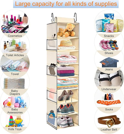Large-Sized Hanging Shoe Organizer 8-Shelf, Hanging Closet Organizer